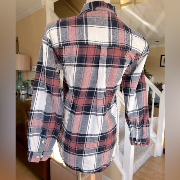 Gap Pink Black and Cream Plaid Button Down Flannel Shirt Youth Size 12 - Picture 5 of 10